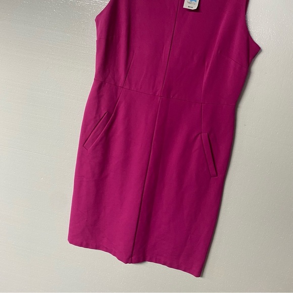 Lands End Sheath Dress Women 12 Pink Cocktail Midi Scope Neck Sleeveless Casual - Picture 3 of 8